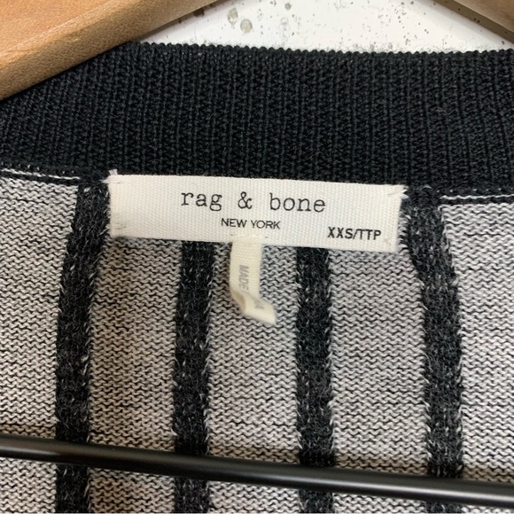 Rag & Bone Button Front Striped Black Fitted Cardigan Sweater - Picture 7 of 9